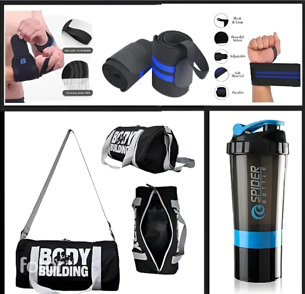 Beast Mode Gym Combo – Wrist Wraps, Bodybuilding Bag & Spider Shaker